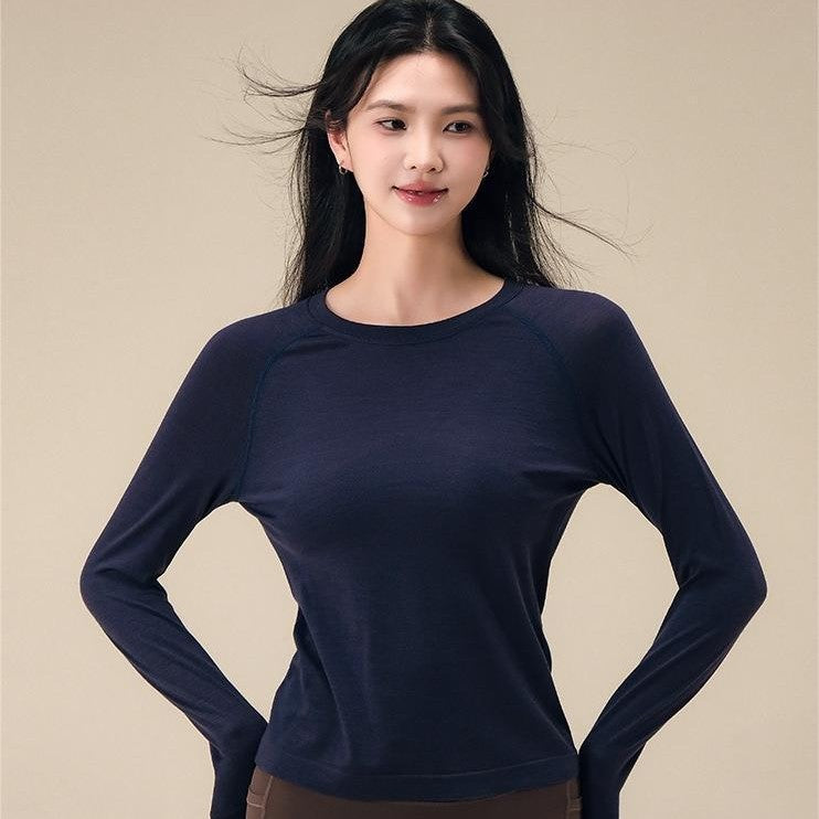 Skin-friendly wool sports long-sleeved gym clothes