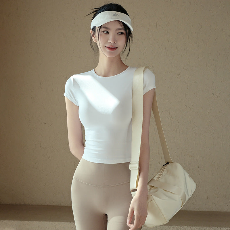 Casual slim slim slim athletic short sleeves