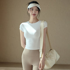 Casual slim slim slim athletic short sleeves