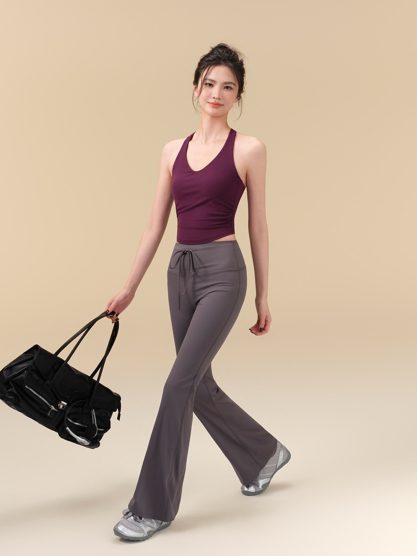 New pleated waist cut-out beauty back sports vest
