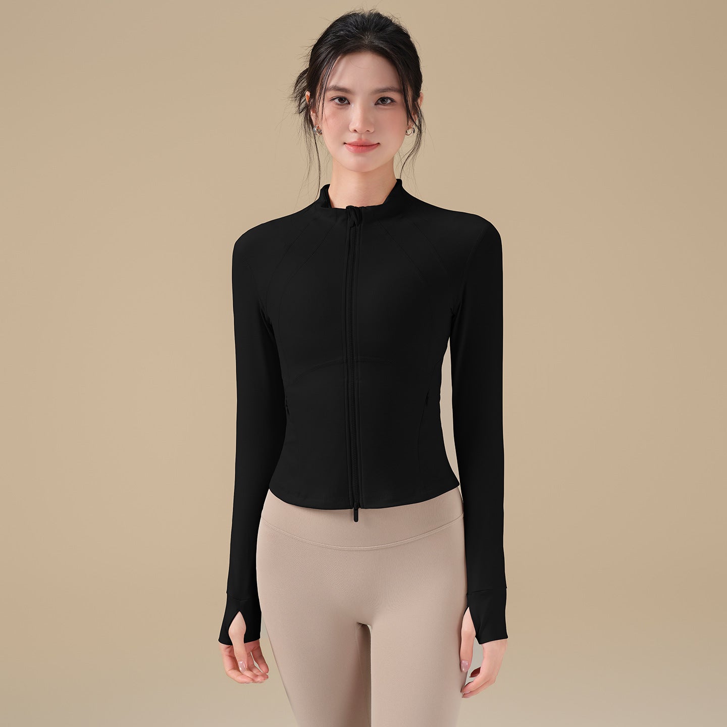 Fall/winter stand-up collar zippered slim jacket