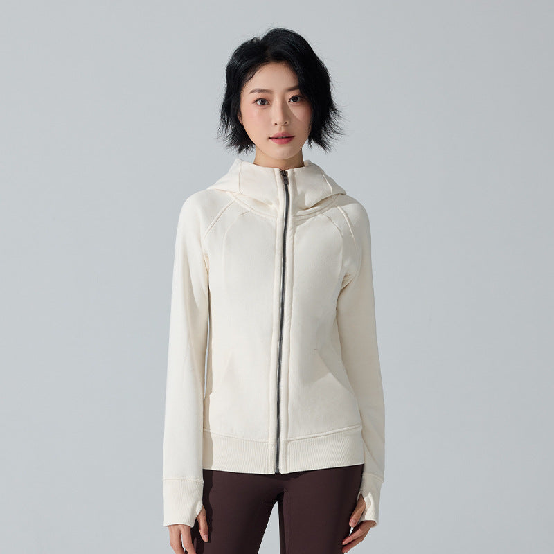 New thickened warm hooded turtleneck gym jacket