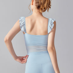 Ruffled small flying sleeves, Gentle wind mesh breathable, Thin temperament, Short sleeves