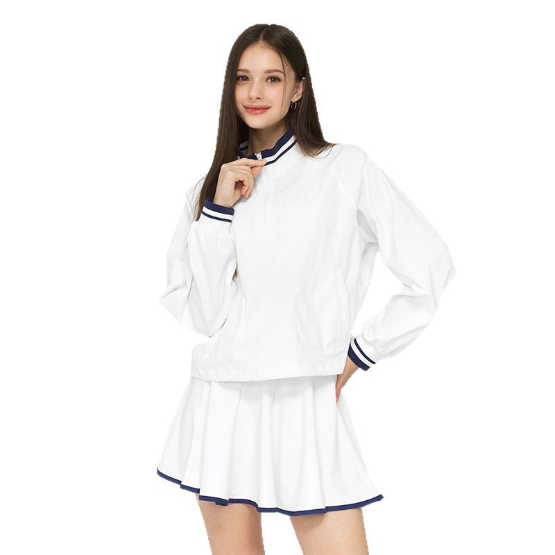 Collegiate sweatshirt short skirt tennis suit set