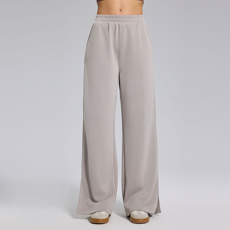 High-end lazy loose loose drape slit straight-leg pants