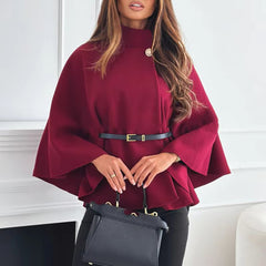 One Button Street O Neck Batwing Sleeve Commuter Outwear Elegant Jacket