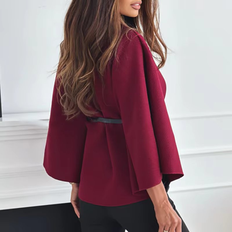 One Button Street O Neck Batwing Sleeve Commuter Outwear Elegant Jacket