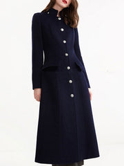 Outerwear Stand Collar Long Sleeves Convertible Retro Coat
