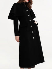 Outerwear Stand Collar Long Sleeves Convertible Retro Coat