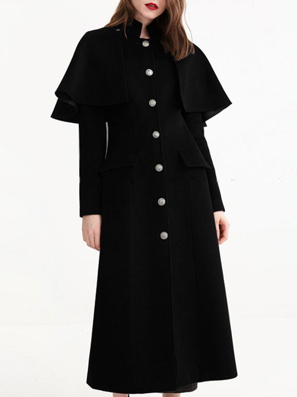 Outerwear Stand Collar Long Sleeves Convertible Retro Coat