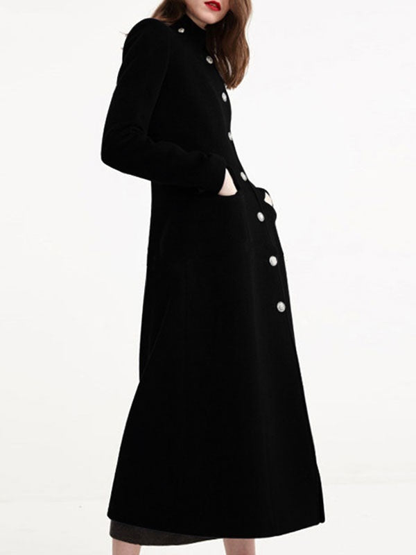 Outerwear Stand Collar Long Sleeves Convertible Retro Coat