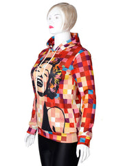 Oversized Hoodie Marilyn Monroe Portrait Mosaic Printed Sweatshirt