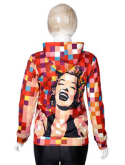 Oversized Hoodie Marilyn Monroe Portrait Mosaic Printed Sweatshirt