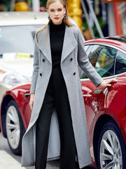 Pea Coat Long Sleeve Turndown Collar Shaping Wool Coats