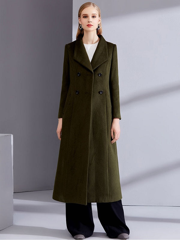 Pea Coat Long Sleeve Turndown Collar Shaping Wool Coats