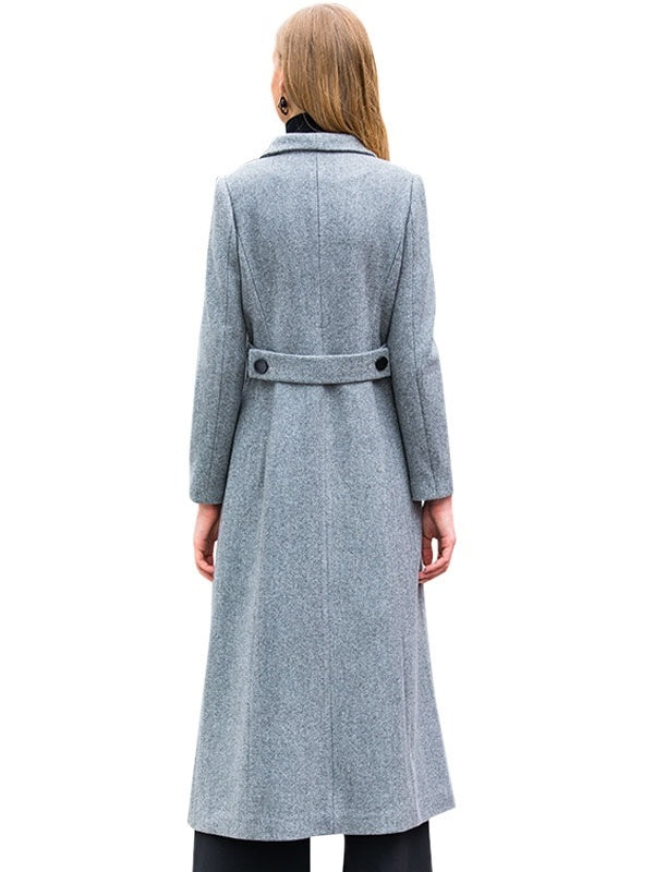 Pea Coat Long Sleeve Turndown Collar Shaping Wool Coats