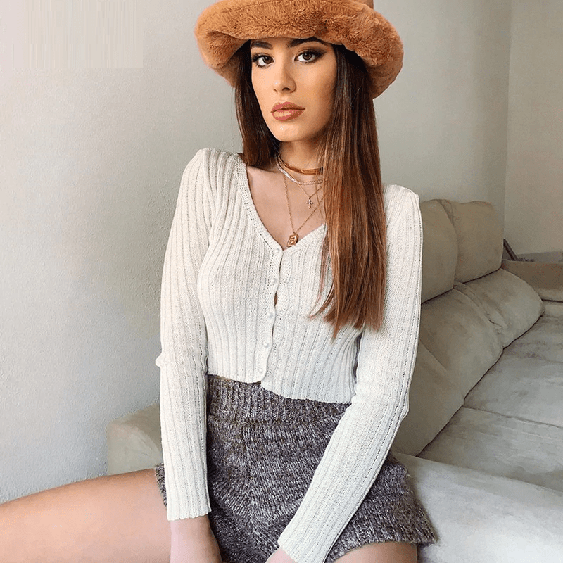 Pearl Button Long Sleeve Cardigan