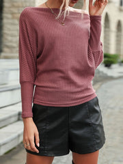 Piping Bateau Neck Long Sleeves Oversized Polyester Sweaters