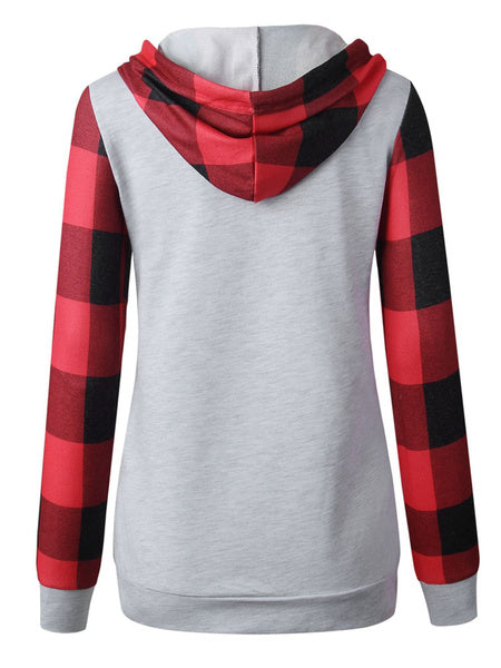 Plaid Hoodie Long Sleeves Hooded Sweatshirt
