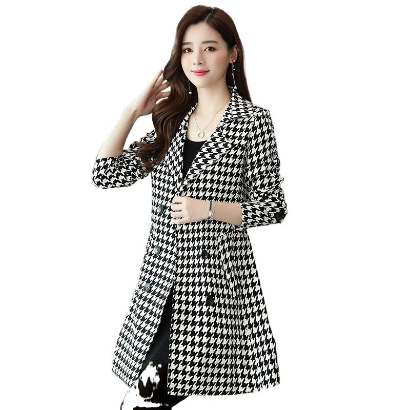 Plaid Jacket Turndown Collar Oversized Coat