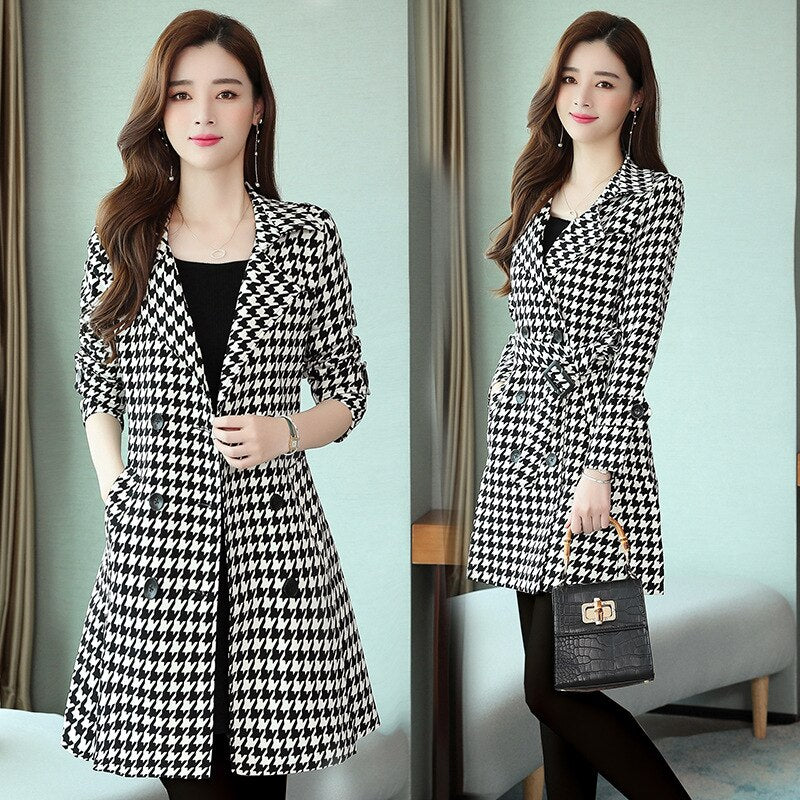 Plaid Jacket Turndown Collar Oversized Coat