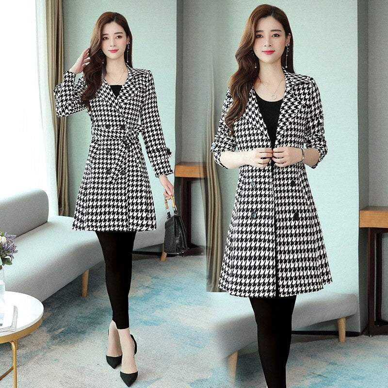 Plaid Jacket Turndown Collar Oversized Coat