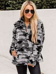 Plaid Long Sleeves Polyester Teddy Hoodie