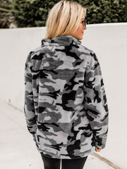 Plaid Long Sleeves Polyester Teddy Hoodie