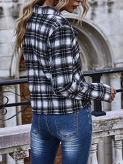 Plaid Turndown Collar Long Sleeve Double Breasted Tweed Jackets