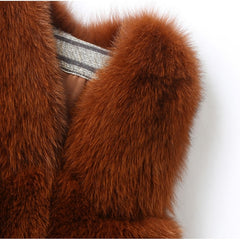Plus Size Natural Fox Fur Sleeveless Vests