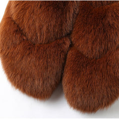 Plus Size Natural Fox Fur Sleeveless Vests