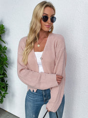 Polyester Buttons Long Sleeves V Neck Stretch Cardigans