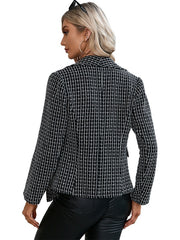 Polyester Turndown Collar Buttons Long Sleeves Irregular Plaid Shacket