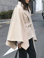 Poncho Turndown Collar Long Sleeve Polyester Oversized Cape