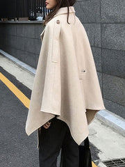Poncho Turndown Collar Long Sleeve Polyester Oversized Cape