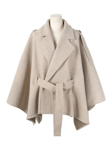 Poncho Turndown Collar Long Sleeve Polyester Oversized Cape
