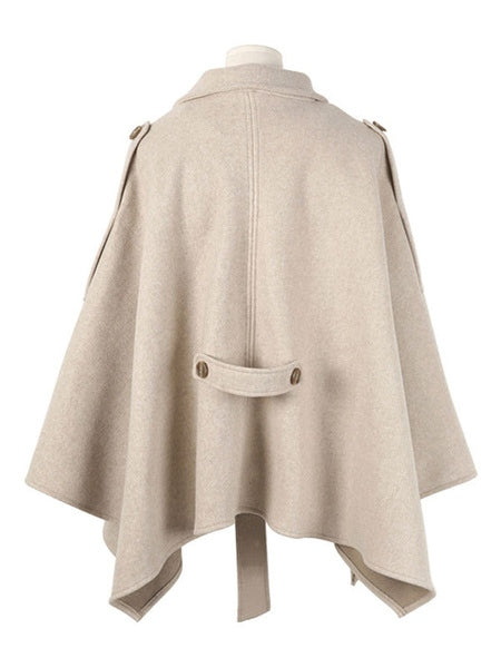 Poncho Turndown Collar Long Sleeve Polyester Oversized Cape