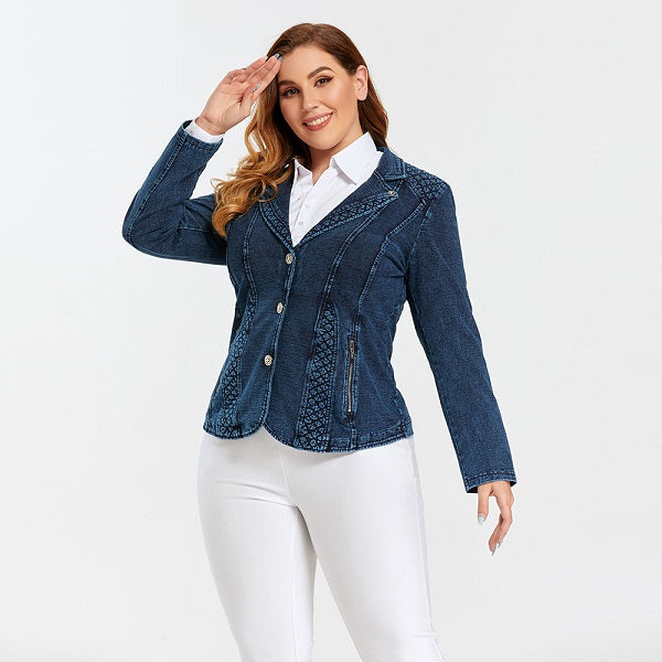 Premium Stretch Blouses Knitted Denim Jacket