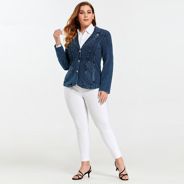 Premium Stretch Blouses Knitted Denim Jacket