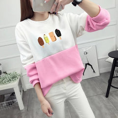 Print Casual O-neck Pullovers Hoodies Fleece Warm Cotton Sweatshirt