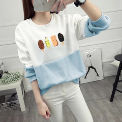 Print Casual O-neck Pullovers Hoodies Fleece Warm Cotton Sweatshirt