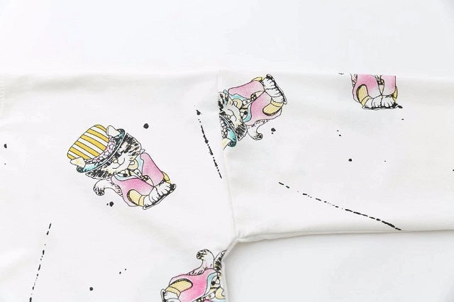 Print Cotton Hoodies Batwing Sleeve Loose Sweatshirts Thin Pullovers