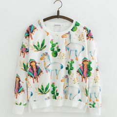 Print Cotton Hoodies Sweatshirts Casual Pullovers