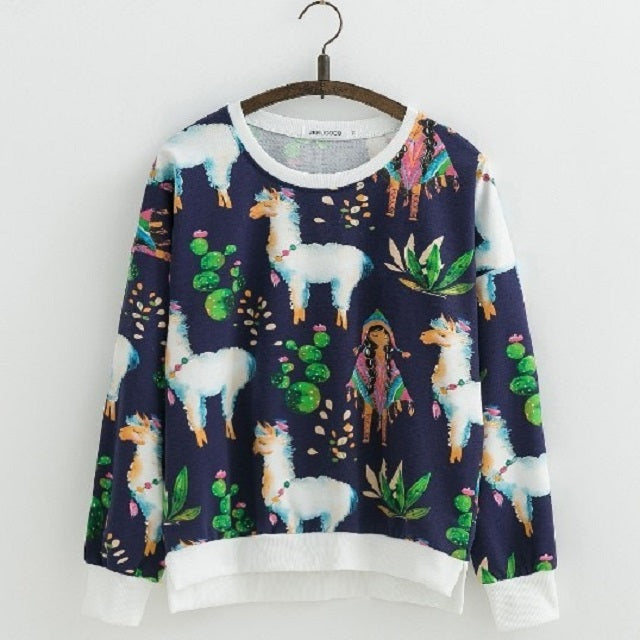 Print Cotton Hoodies Sweatshirts Casual Pullovers