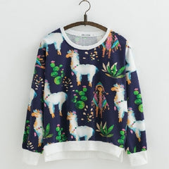 Print Cotton Hoodies Sweatshirts Casual Pullovers