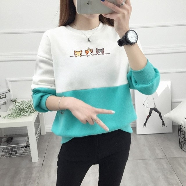 Print Sweatshirts Cotton Hoodies Fleece Inside Warm Pullovers