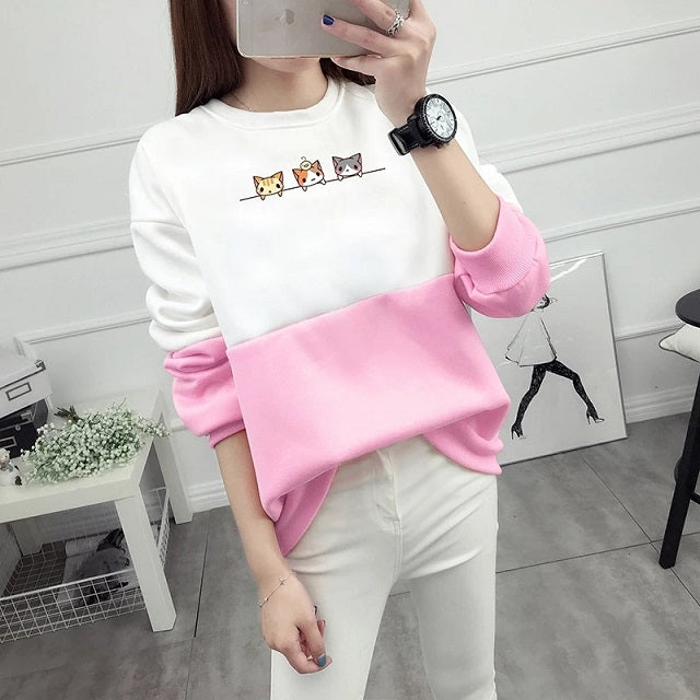 Print Sweatshirts Cotton Hoodies Fleece Inside Warm Pullovers