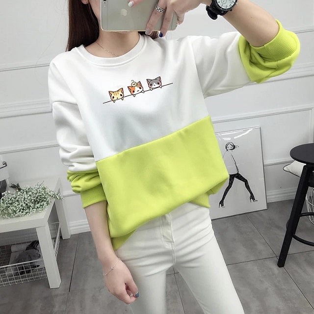 Print Sweatshirts Cotton Hoodies Fleece Inside Warm Pullovers