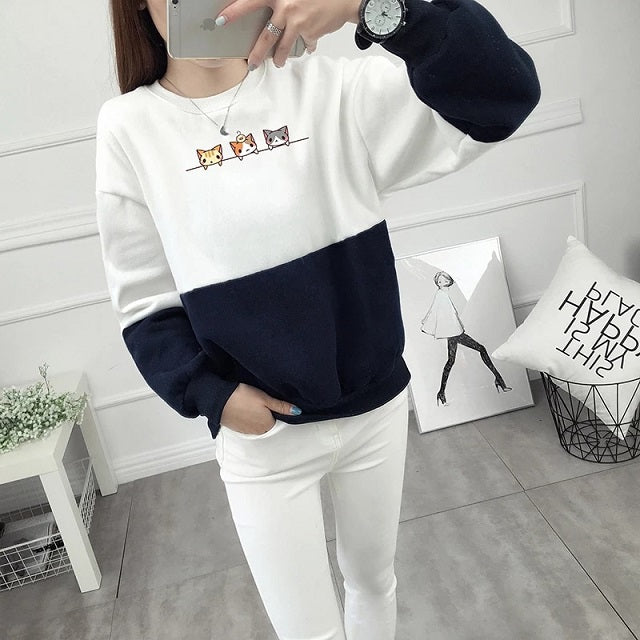 Print Sweatshirts Cotton Hoodies Fleece Inside Warm Pullovers
