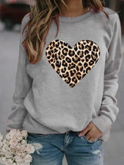 Printed Fleece Long Sleeve O Neck Loose Sweatshirt Hoodie Pullovers